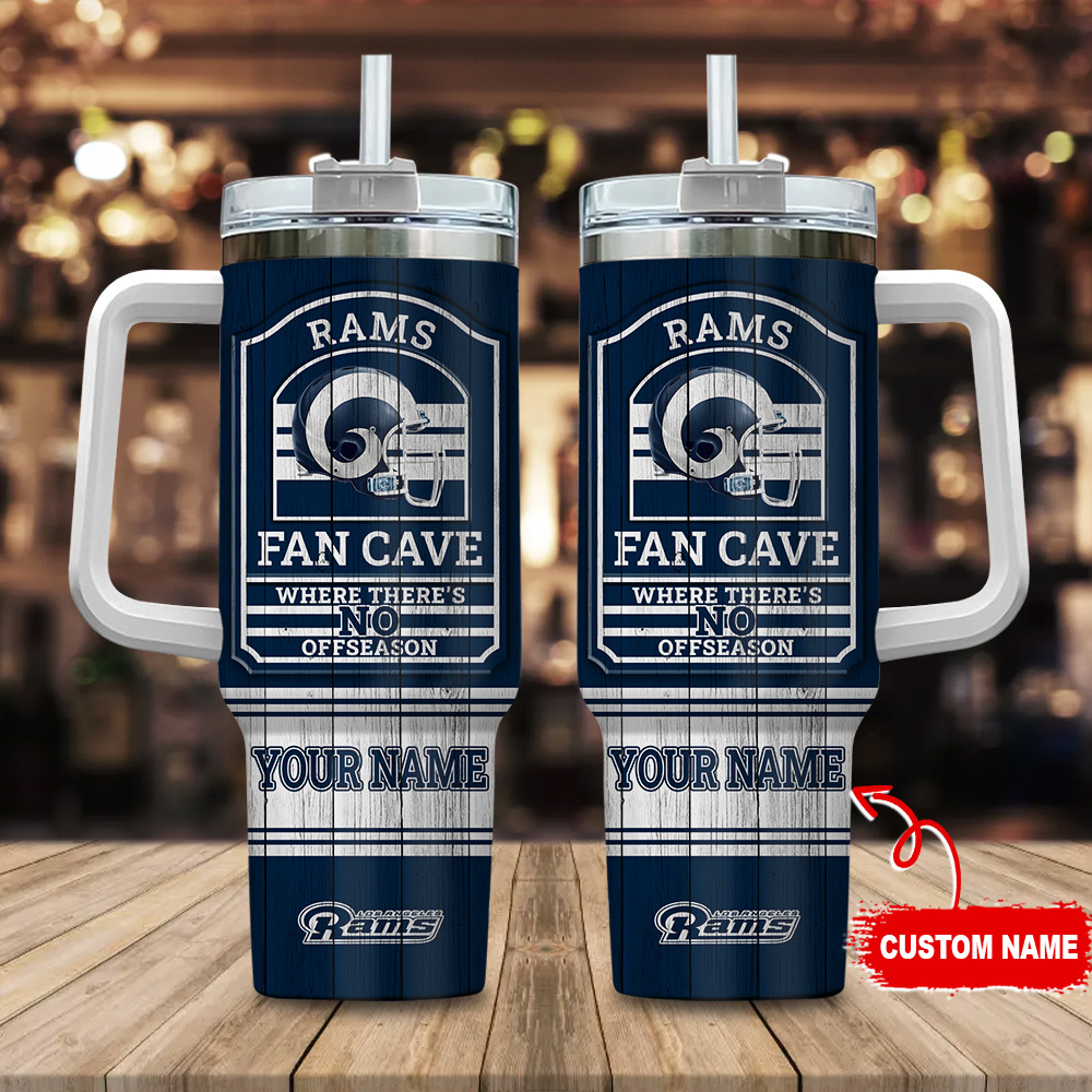 Los Angeles Rams NFL Fan Cave Custom Stanley Quencher 40oz Stainless Steel Tumbler With Handle