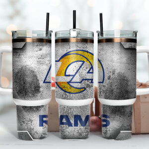 Los Angeles Rams NFL Fingerprint Effect Custom Stanley Quencher 40oz Stainless Steel Tumbler With Handle