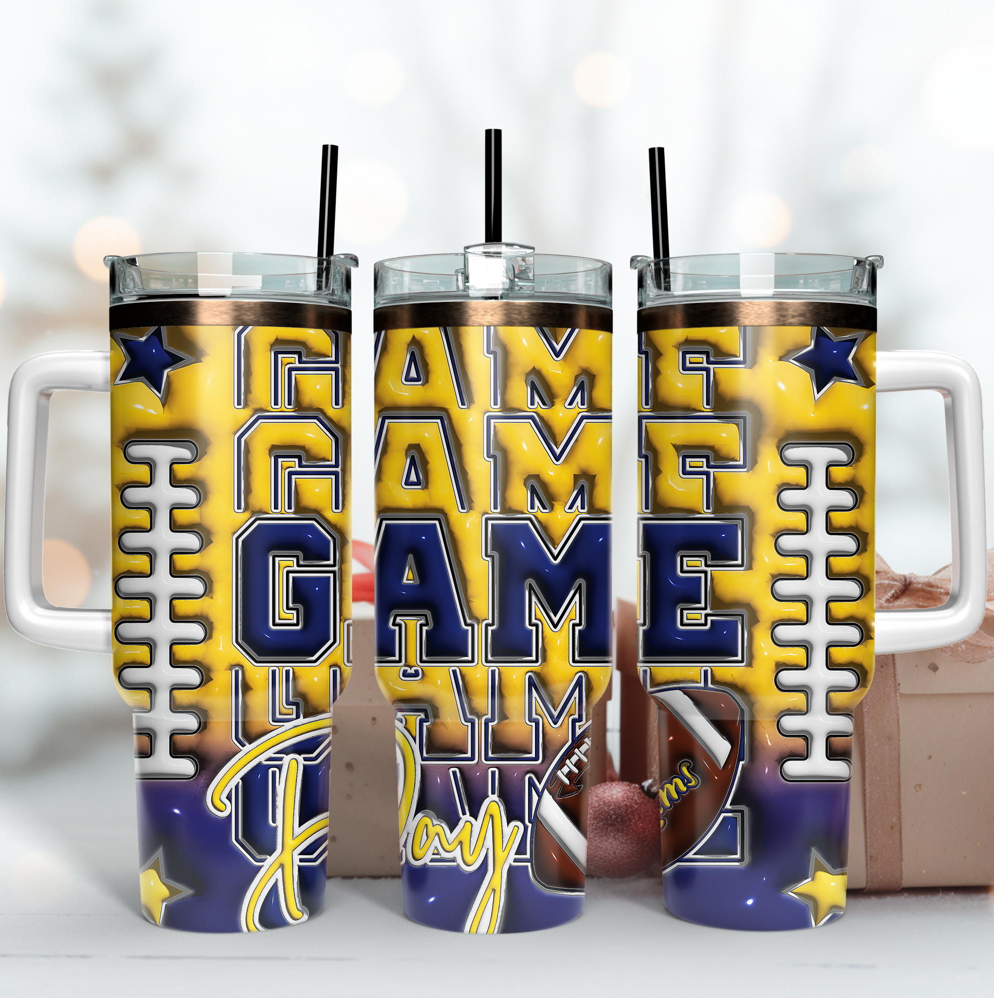 Los Angeles Rams NFL Game Day Custom Stanley Quencher 40oz Stainless Steel Tumbler With Handle