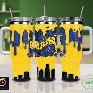 Los Angeles Rams NFL Glitter Custom Stanley Quencher 40oz Stainless Steel Tumbler With Handle