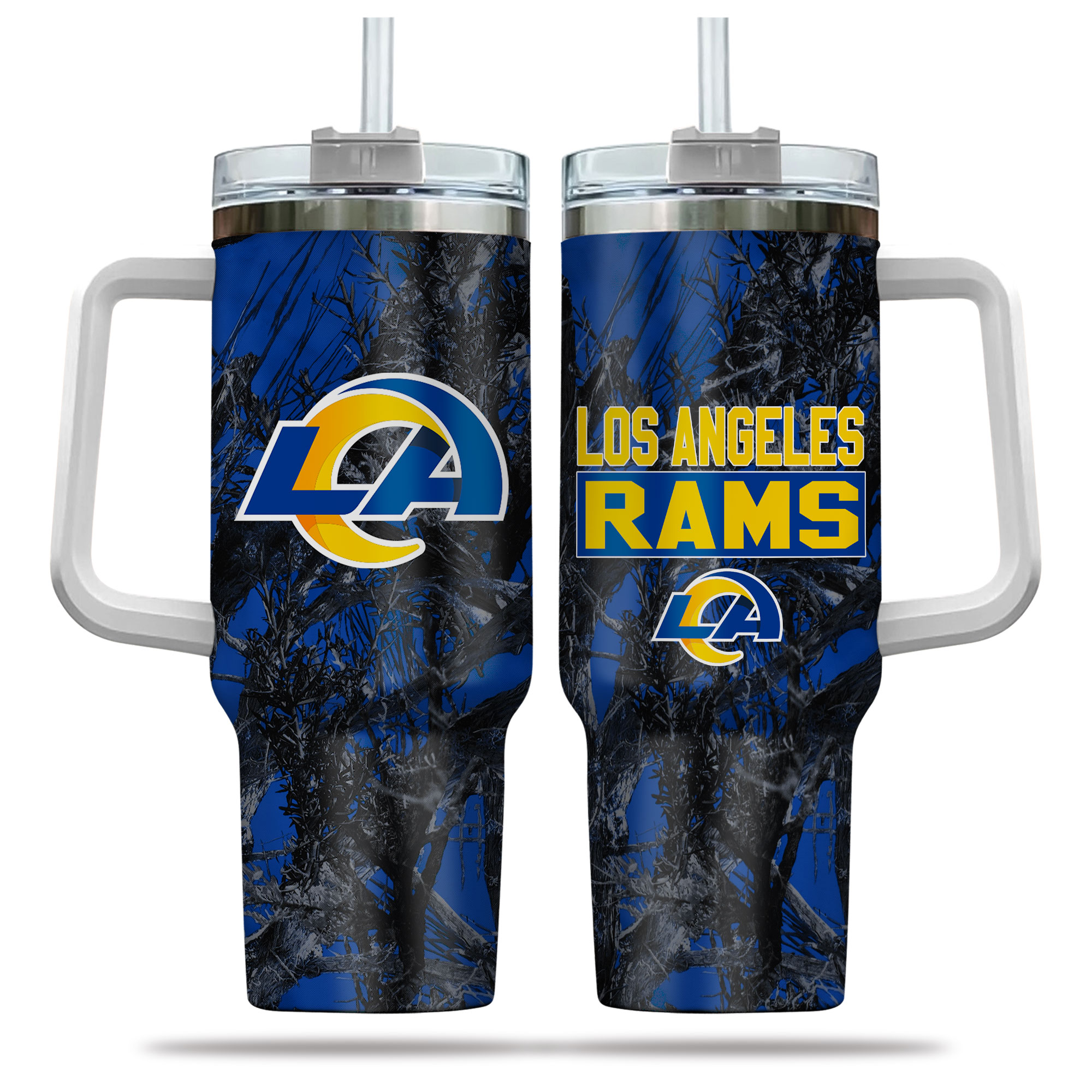 Los Angeles Rams NFL Hunting Custom Stanley Quencher 40oz Stainless Steel Tumbler With Handle