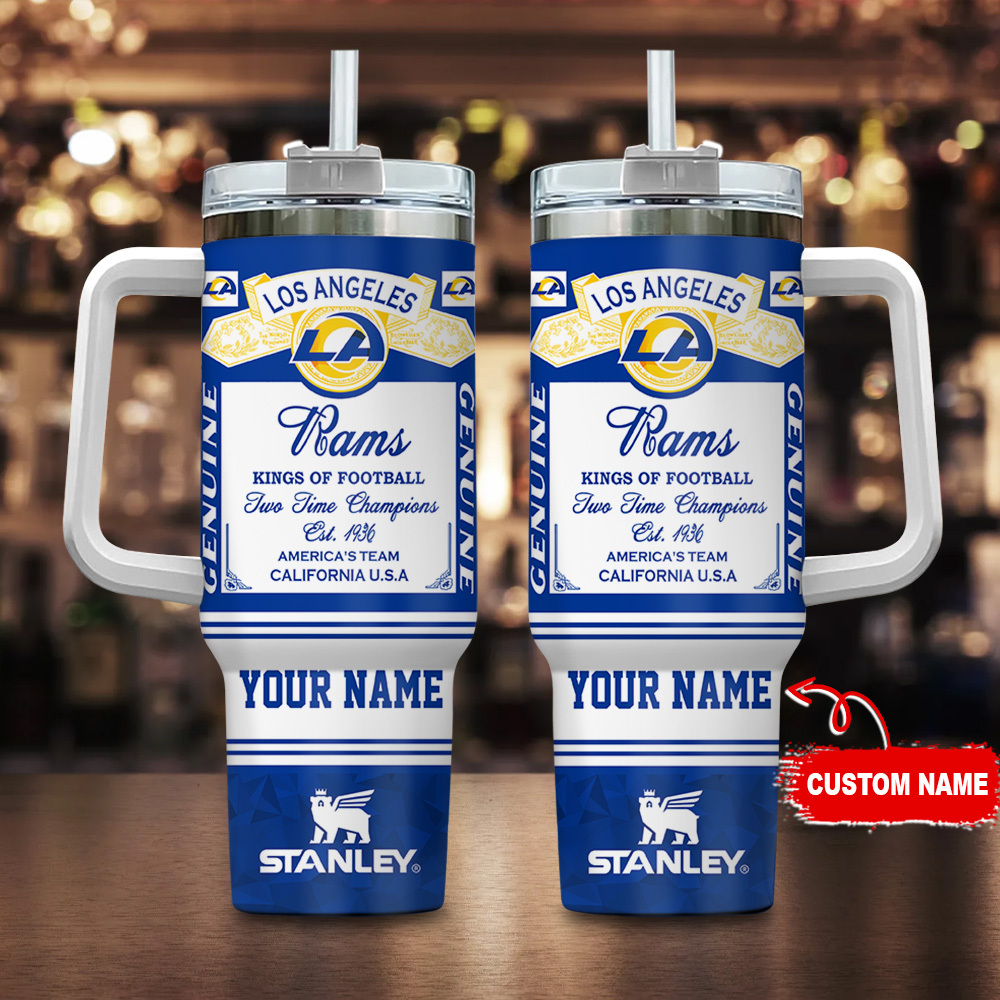 Los Angeles Rams NFL Kings Of Football Custom Stanley Quencher 40oz Stainless Steel Tumbler With Handle