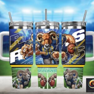 Los Angeles Rams NFL Mascot Custom Stanley Quencher 40oz Stainless Steel Tumbler With Handle