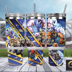 Los Angeles Rams NFL Mascot Custom Stanley Quencher 40oz Stainless Steel Tumbler With Handle