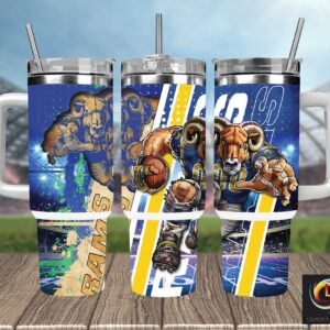Los Angeles Rams NFL Mascot Custom Stanley Quencher 40oz Stainless Steel Tumbler With Handle