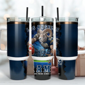 Los Angeles Rams NFL Mascot Custom Stanley Quencher 40oz Stainless Steel Tumbler With Handle