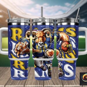 Los Angeles Rams NFL Mascot Custom Stanley Quencher 40oz Stainless Steel Tumbler With Handle