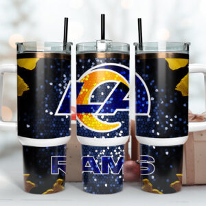 Los Angeles Rams NFL Stained Glass Effect Custom Stanley Quencher 40oz Stainless Steel Tumbler With Handle