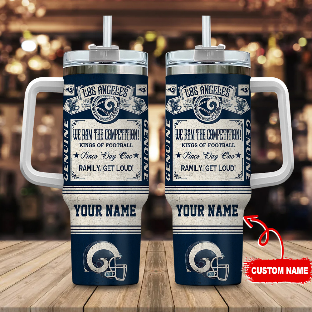 Los Angeles Rams NFL Vintage Kings Of Football Custom Stanley Quencher 40oz Stainless Steel Tumbler With Handle