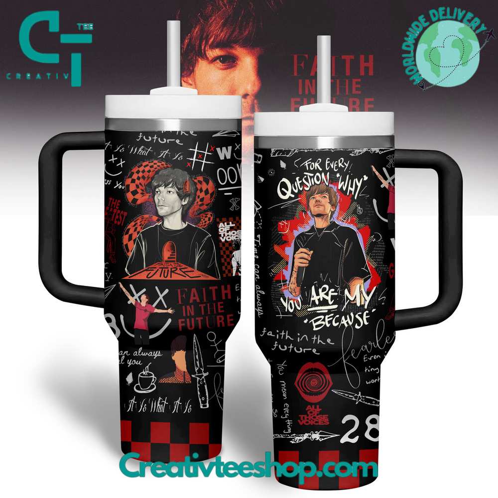 Louis Tomlinson Music Custom Stanley Quencher 40oz Stainless Steel Tumbler With Handle