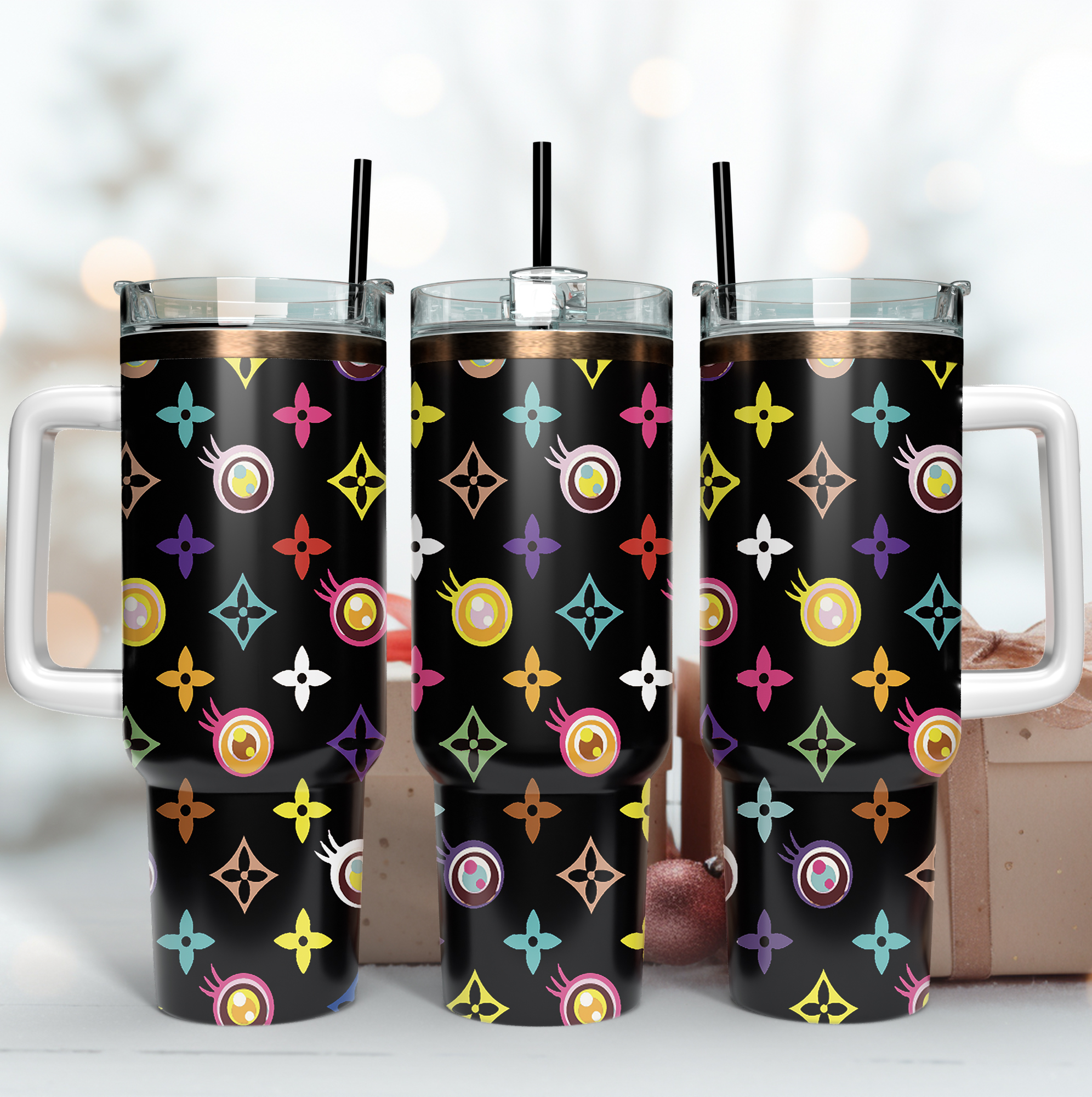Louis Vuitton Colorful LV Logo Custom Stanley Quencher 40oz Stainless Steel Tumbler With Handle