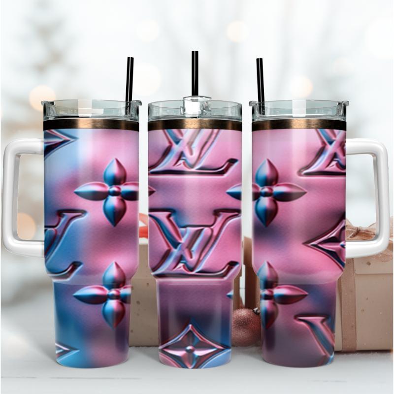 Louis Vuitton LV 3D Gradient Pattern Custom Stanley Quencher 40oz Stainless Steel Tumbler With Handle