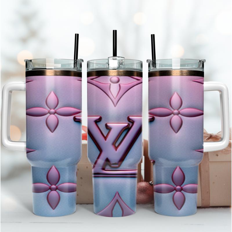 Louis Vuitton LV 3D Gradient Pattern Custom Stanley Quencher 40oz Stainless Steel Tumbler With Handle