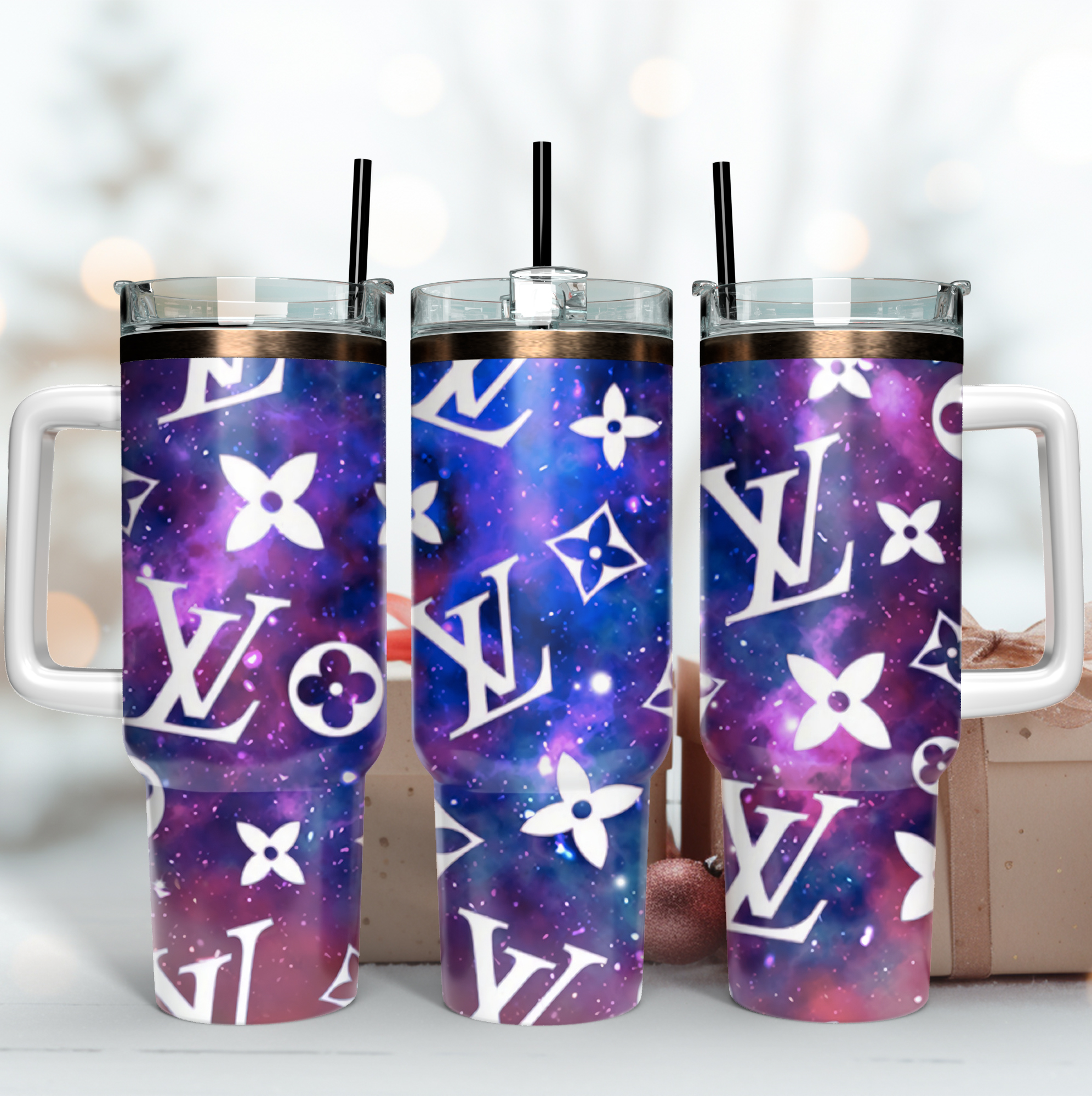 Louis Vuitton LV Galaxy Pattern Custom Stanley Quencher 40oz Stainless Steel Tumbler With Handle