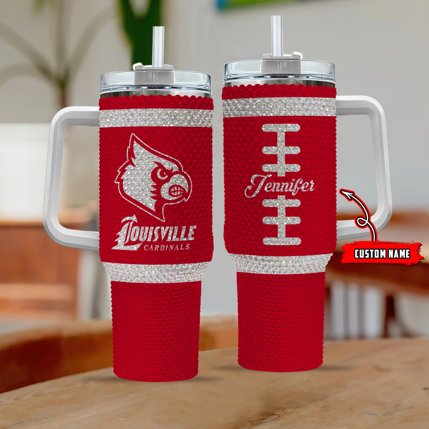 Louisville Cardinals NCAA Custom Stanley Quencher 40oz Stainless Steel Tumbler With Handle