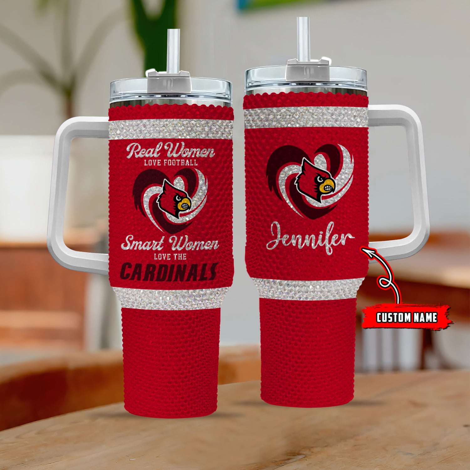 Louisville Cardinals NCAA Custom Stanley Quencher 40oz Stainless Steel Tumbler With Handle
