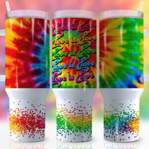 Love Is Love LGBTQ+ Custom Stanley Quencher 40oz Stainless Steel Tumbler With Handle