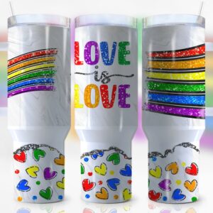 Love Is Love LGBTQ+ Custom Stanley Quencher 40oz Stainless Steel Tumbler With Handle