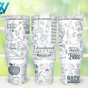 Love Teacher Custom Stanley Quencher 40oz Stainless Steel Tumbler With Handle
