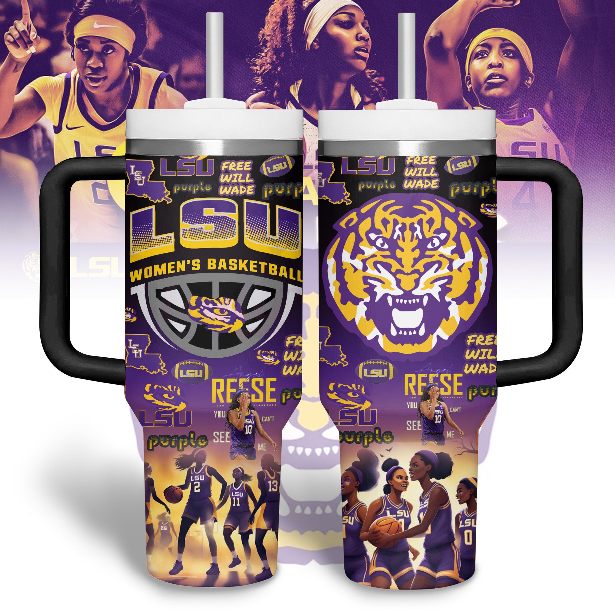LSU Tigers baseball NCAA Custom Stanley Quencher 40oz Stainless Steel Tumbler With Handle