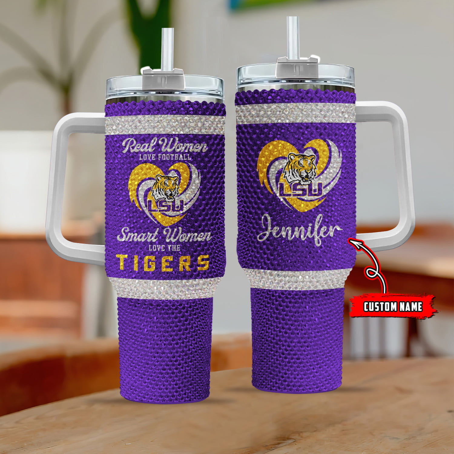 LSU Tigers NCAA Custom Stanley Quencher 40oz Stainless Steel Tumbler With Handle