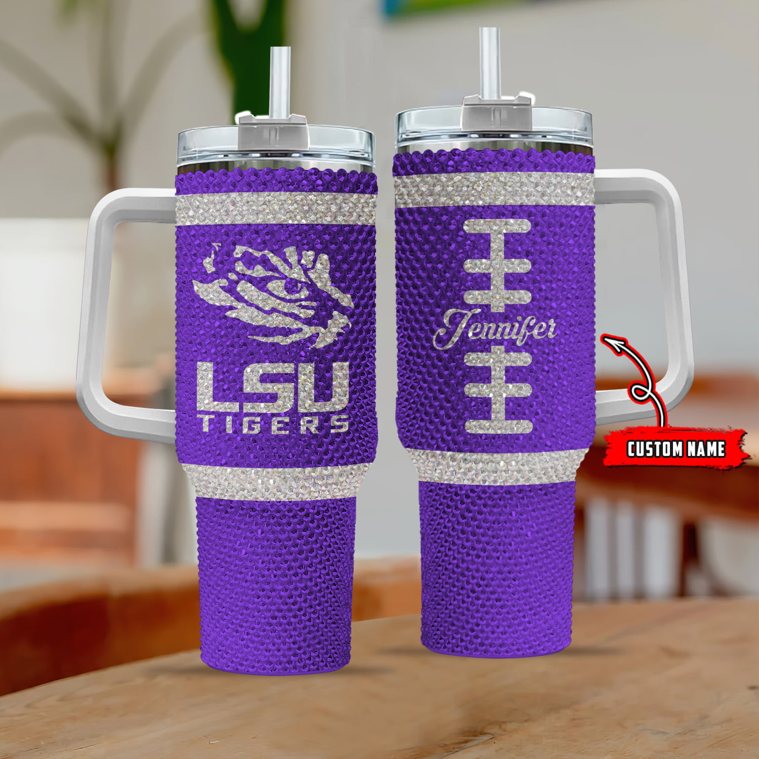 LSU Tigers NCAA Custom Stanley Quencher 40oz Stainless Steel Tumbler With Handle