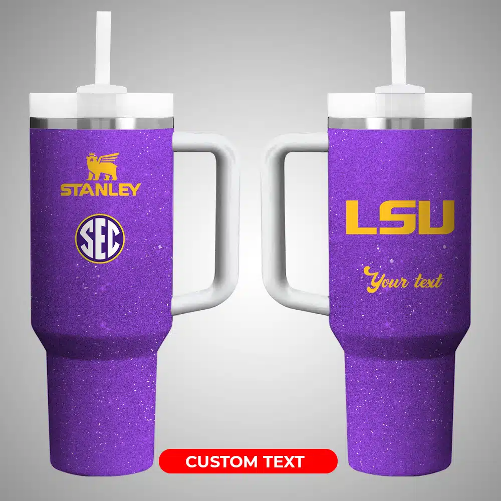 LSU Tigers NCAA Custom Stanley Quencher 40oz Stainless Steel Tumbler With Handle