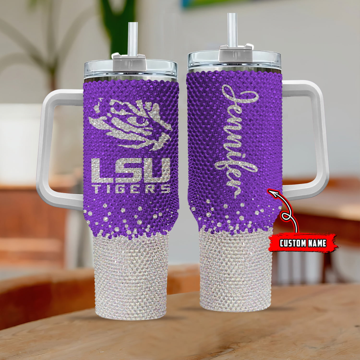 LSU Tigers NCAA Custom Stanley Quencher 40oz Stainless Steel Tumbler With Handle
