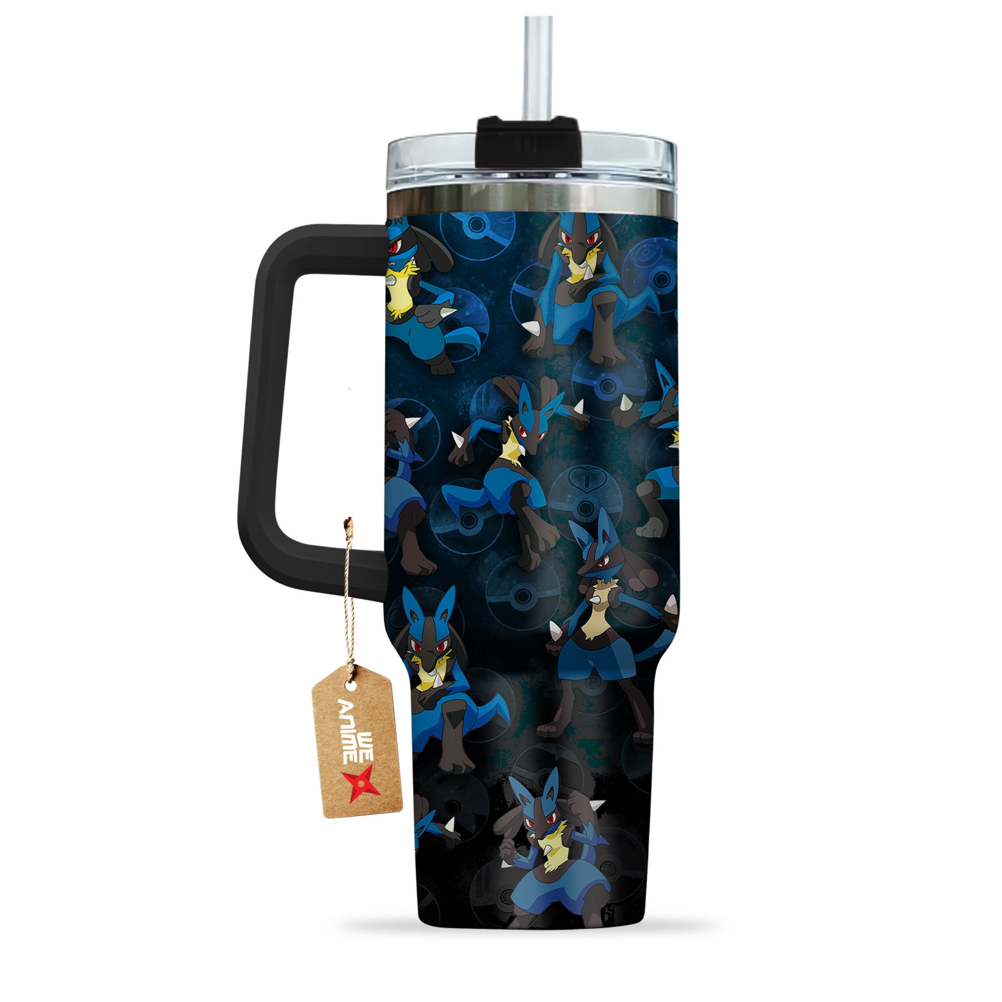 Lucario Pokemon Anime Custom Stanley Quencher 40oz Stainless Steel Tumbler With Handle