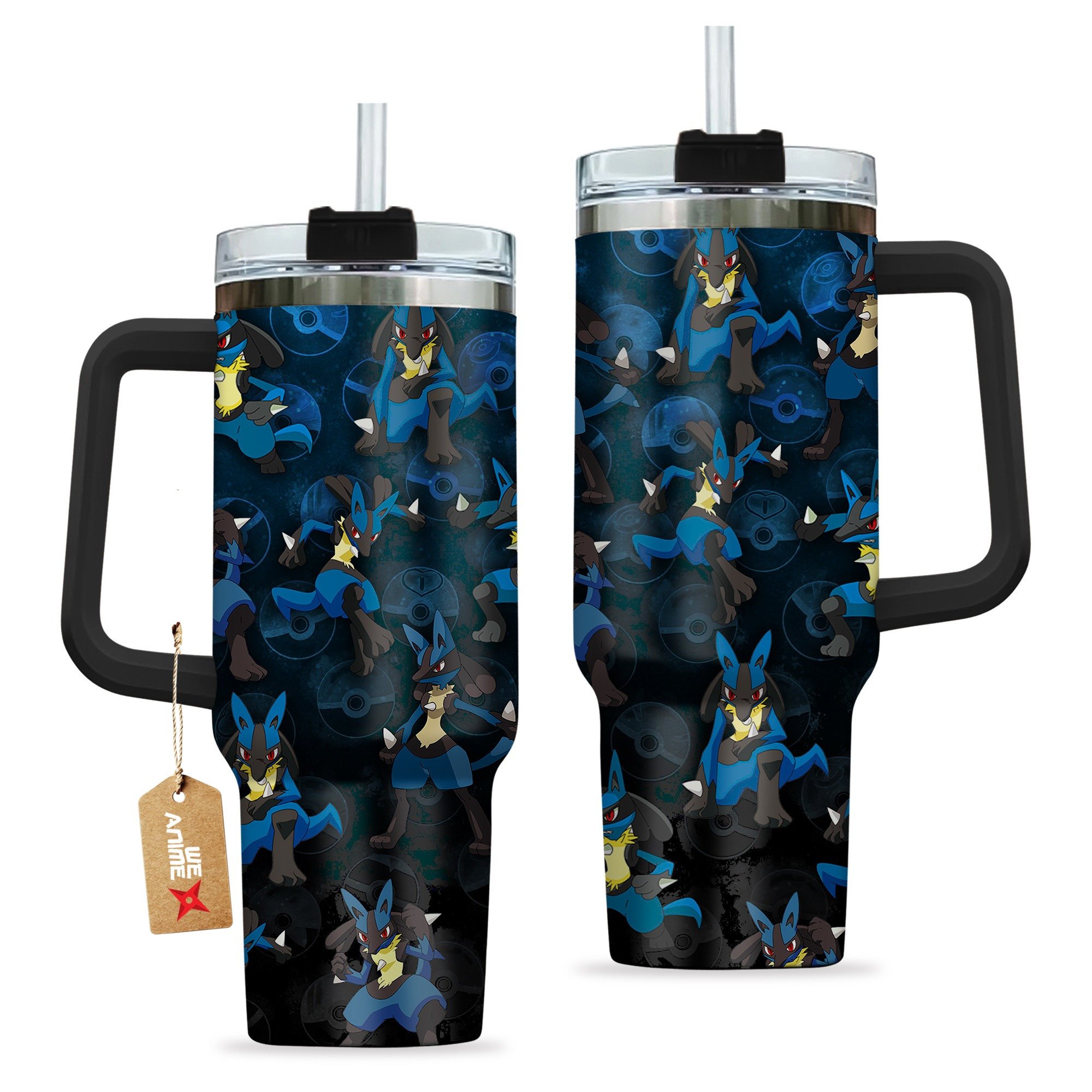Lucario Pokemon Anime Custom Stanley Quencher 40oz Stainless Steel Tumbler With Handle