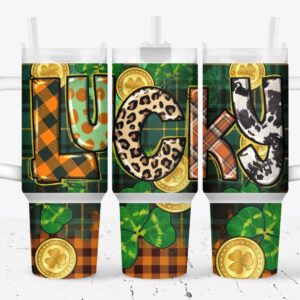 Lucky Custom Stanley Quencher 40oz Stainless Steel Tumbler With Handle
