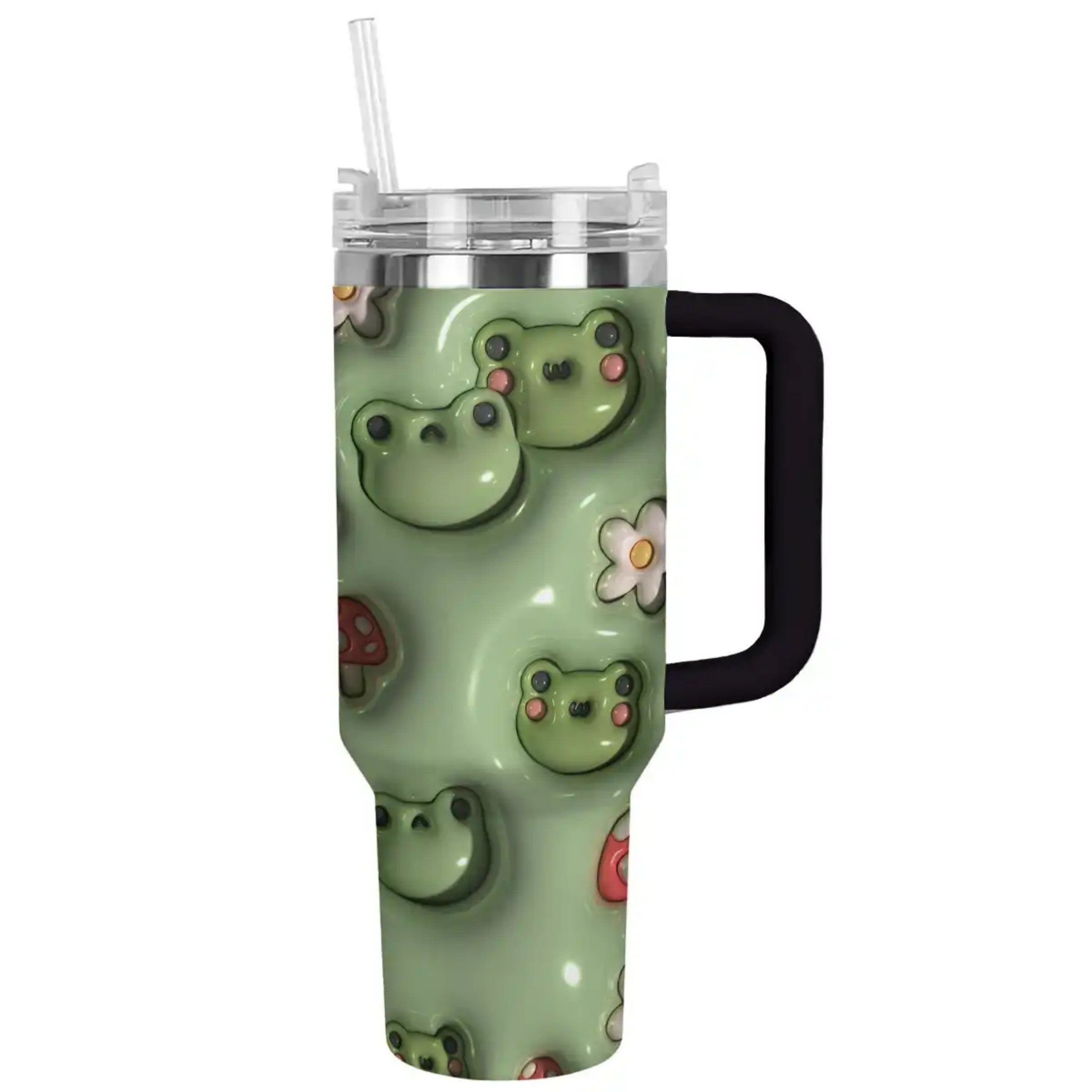 Lucky Frog Custom Stanley Quencher 40oz Stainless Steel Tumbler With Handle
