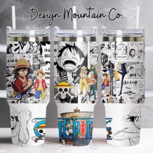 Luffy Once Piece Anime Custom Stanley Quencher 40oz Stainless Steel Tumbler With Handle