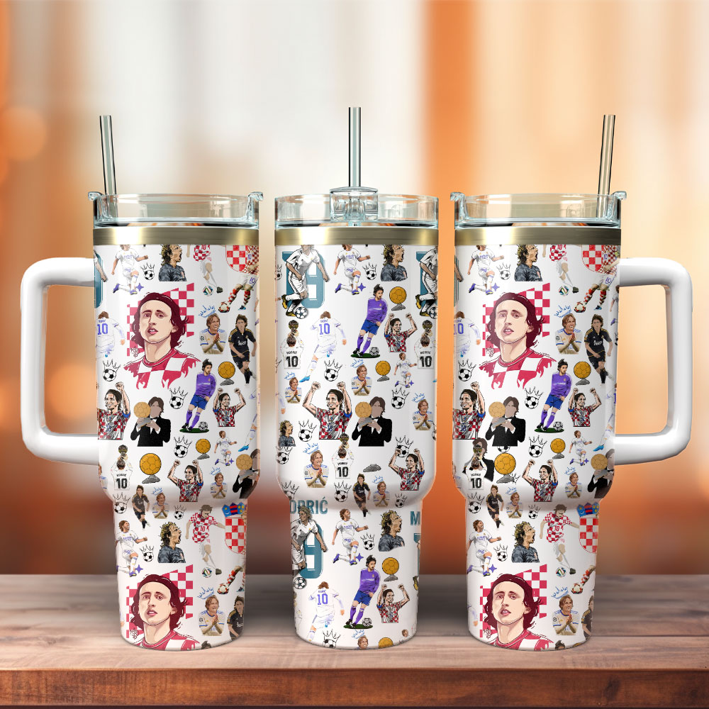 Luka ModriÄ‡ Footballer Sport Custom Stanley Quencher 40oz Stainless Steel Tumbler With Handle