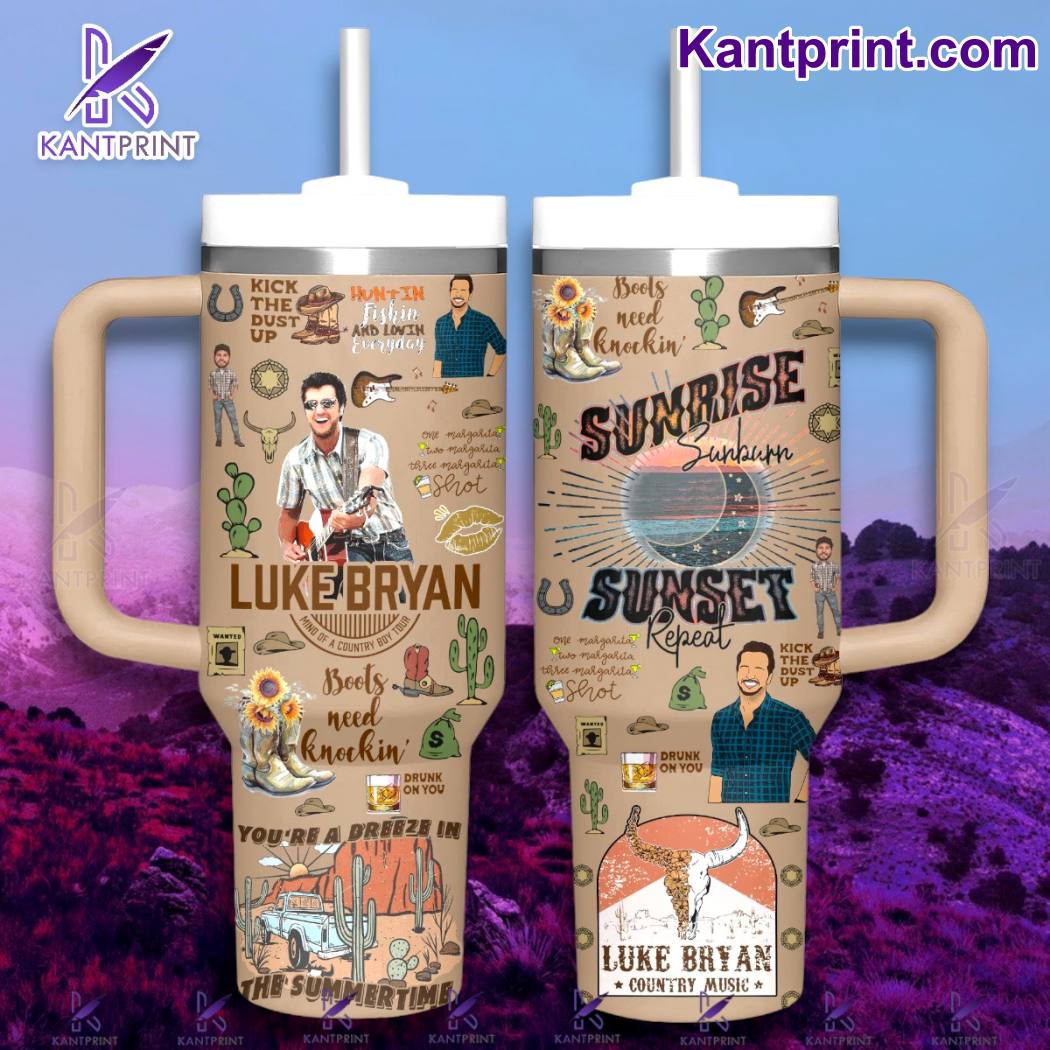 Luke Bryan Music Custom Stanley Quencher 40oz Stainless Steel Tumbler With Handle