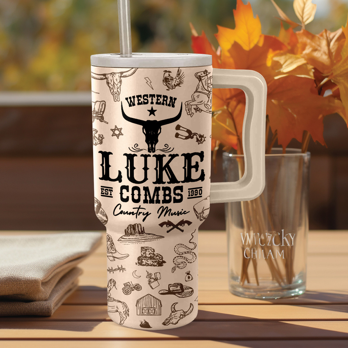 Luke Combs Music Custom Stanley Quencher 40oz Stainless Steel Tumbler With Handle
