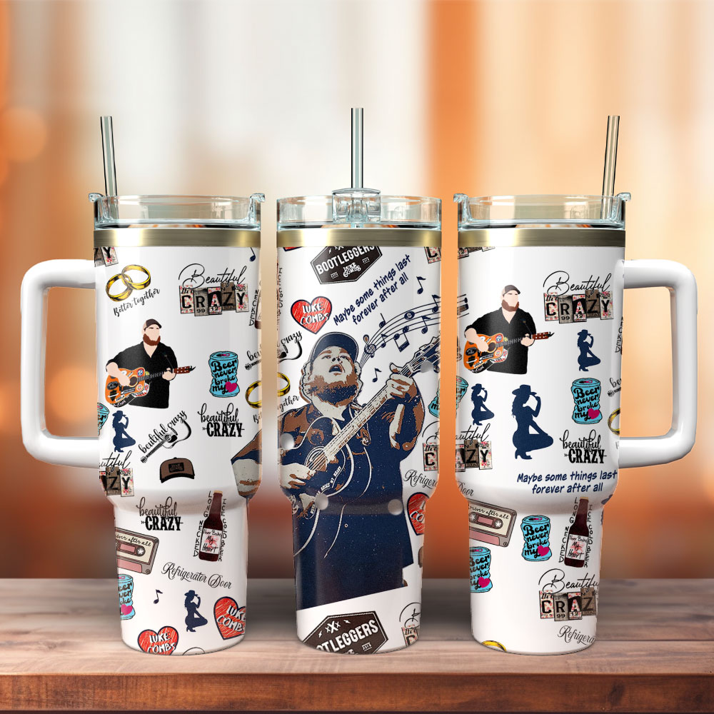 Luke Combs Singer Music Custom Stanley Quencher 40oz Stainless Steel Tumbler With Handle