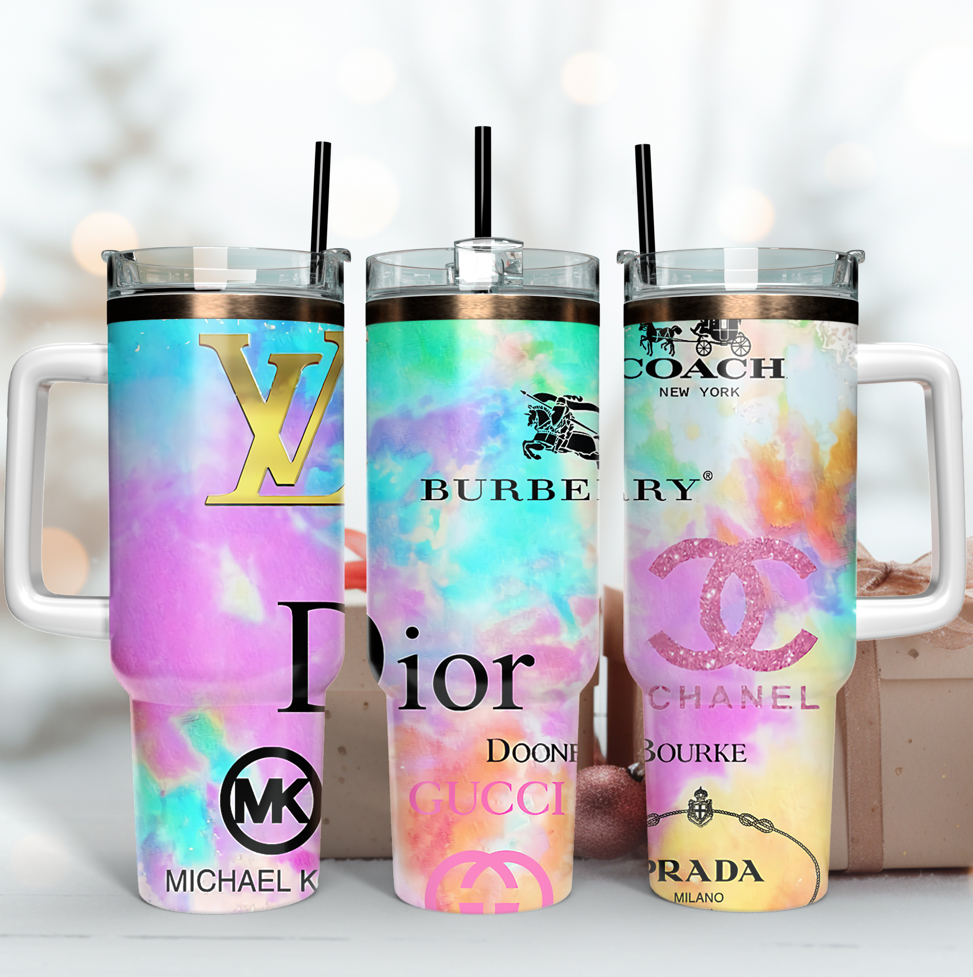 Luxury Fashion Brands Logo Custom Stanley Quencher 40oz Stainless Steel Tumbler With Handle