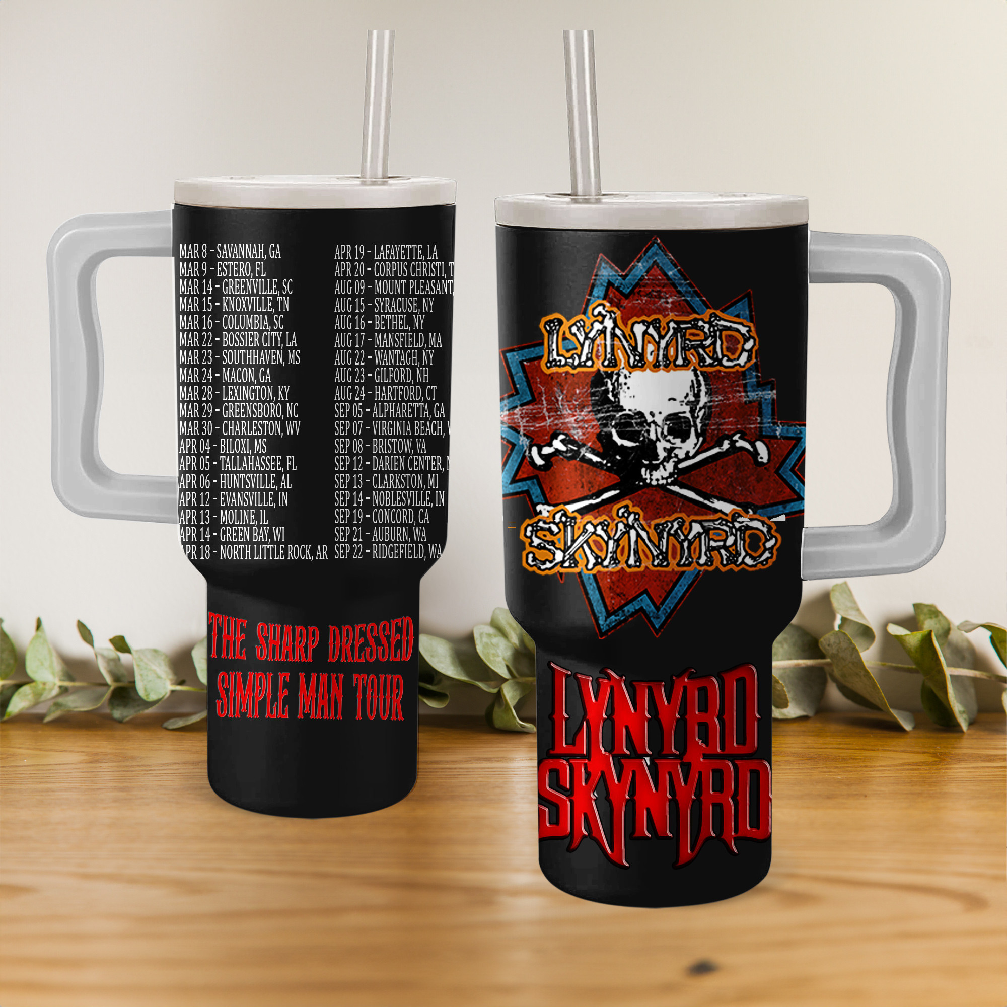Lynyrd Skynyrd Music Custom Stanley Quencher 40oz Stainless Steel Tumbler With Handle