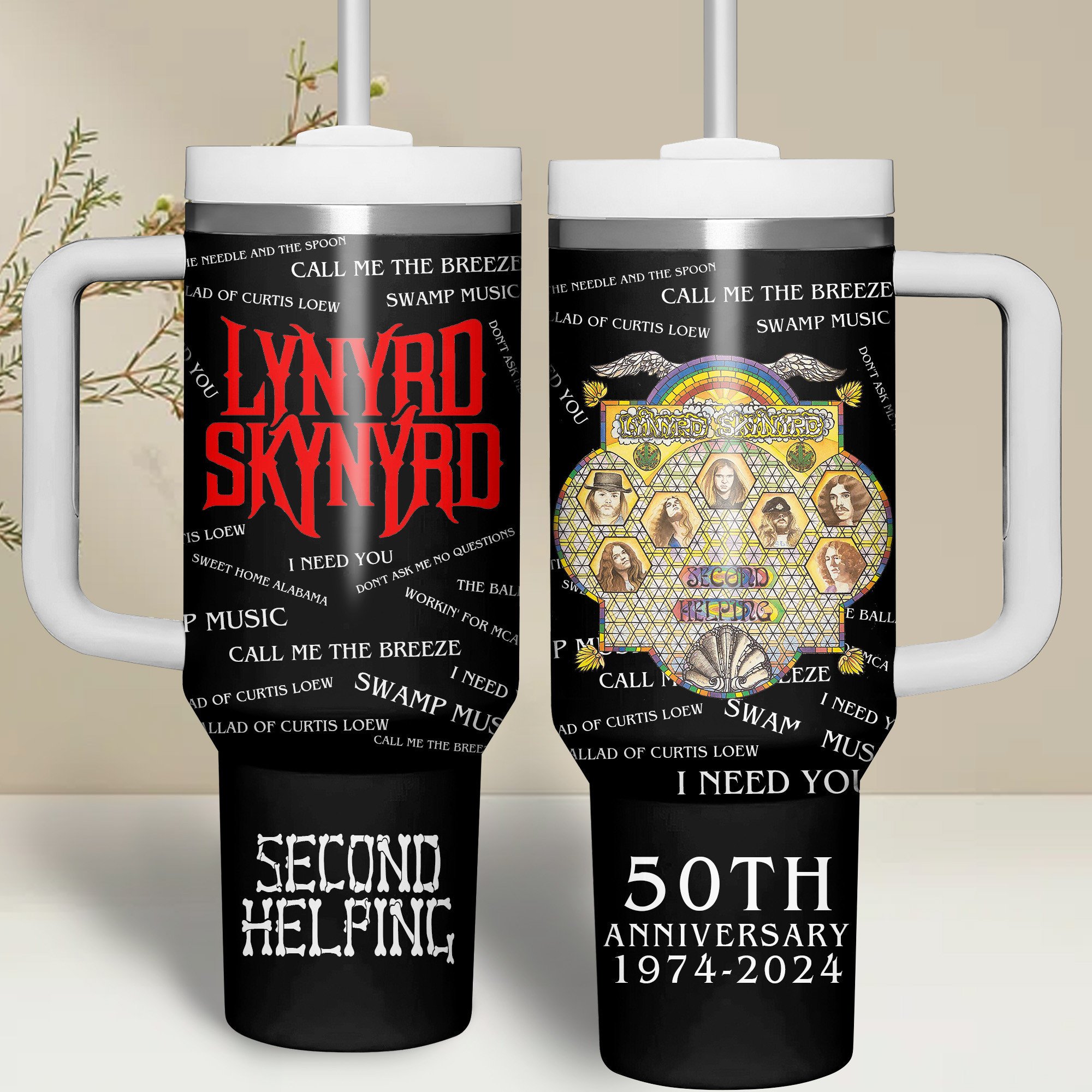 Lynyrd Skynyrd Music Custom Stanley Quencher 40oz Stainless Steel Tumbler With Handle