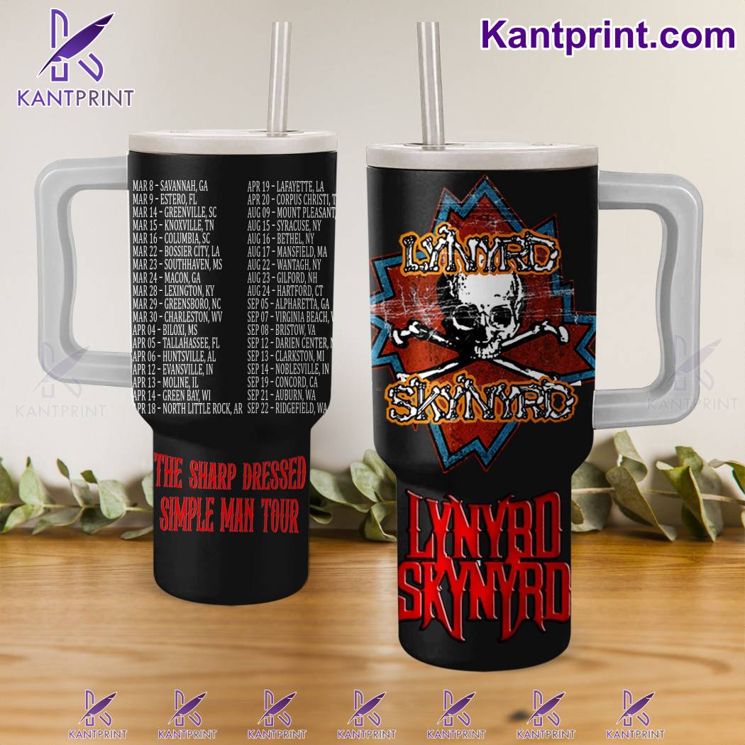 Lynyrd Skynyrd Music Custom Stanley Quencher 40oz Stainless Steel Tumbler With Handle