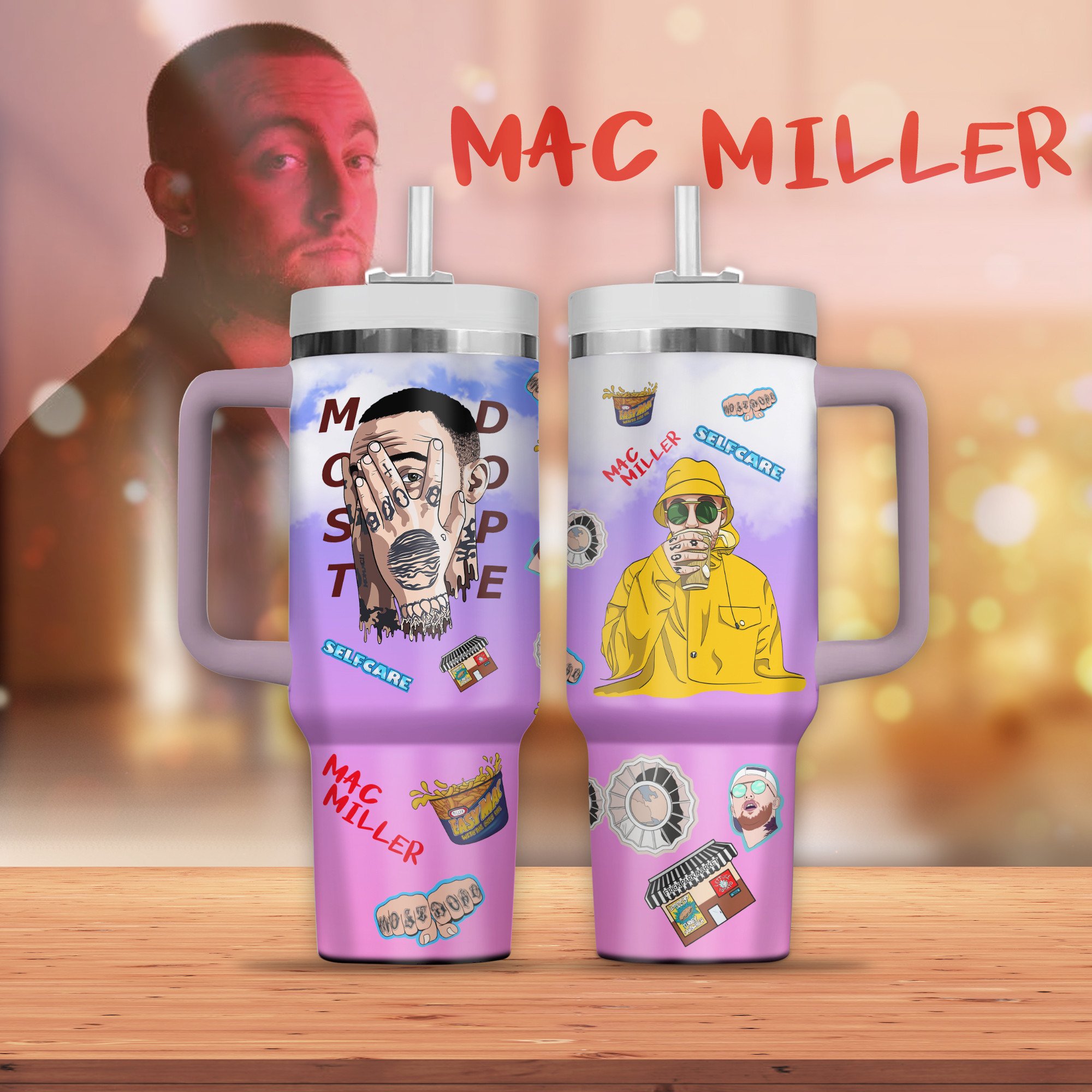 Mac Miller Music Custom Stanley Quencher 40oz Stainless Steel Tumbler With Handle