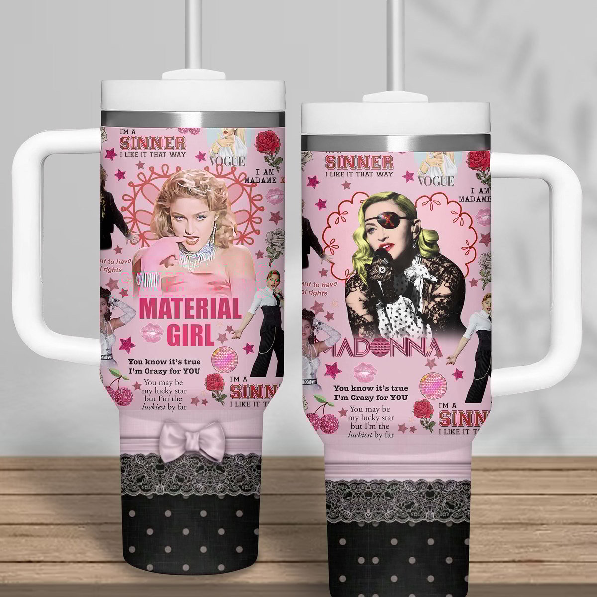 Madonna Music Custom Stanley Quencher 40oz Stainless Steel Tumbler With Handle