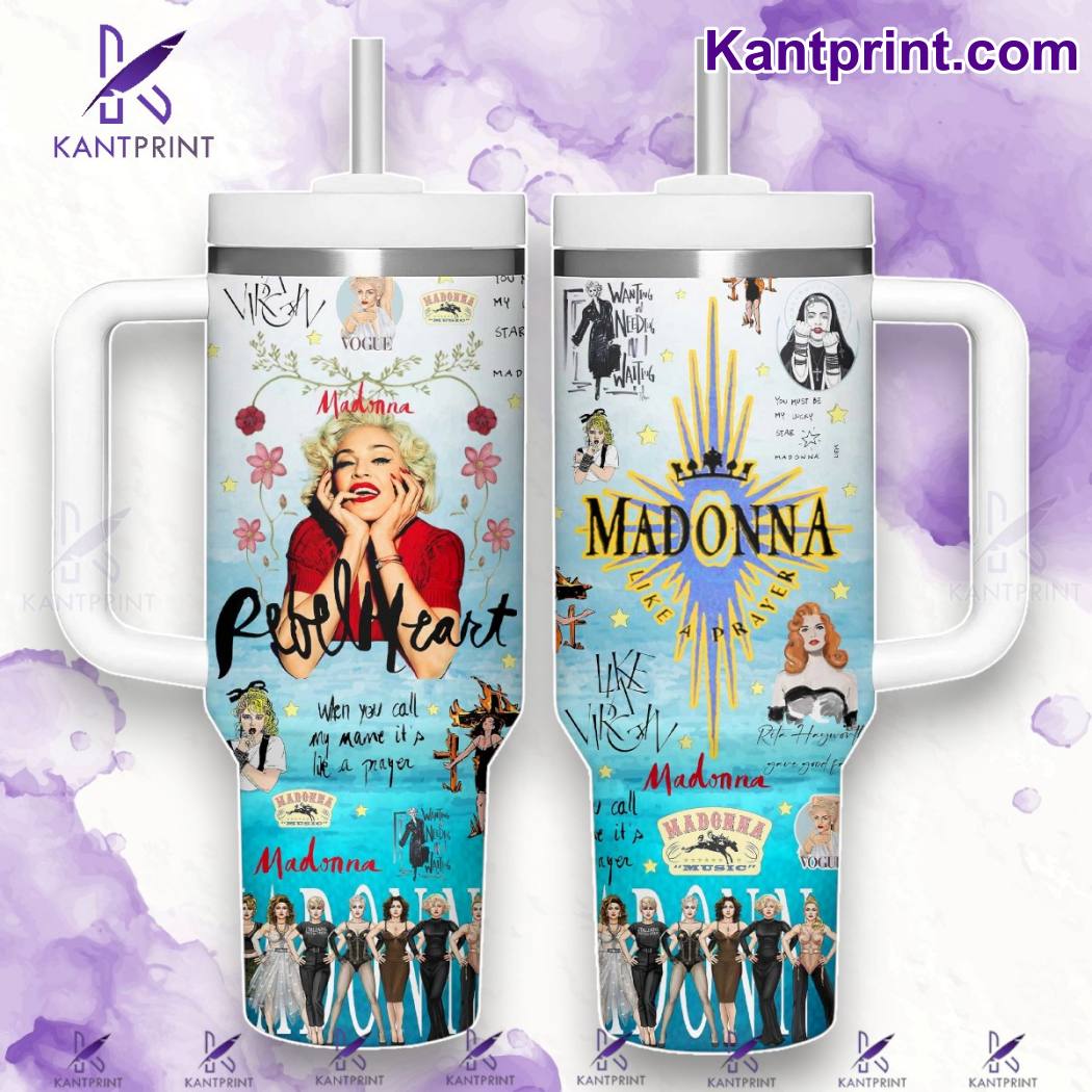 Madonna Rebel Heart Music Custom Stanley Quencher 40oz Stainless Steel Tumbler With Handle