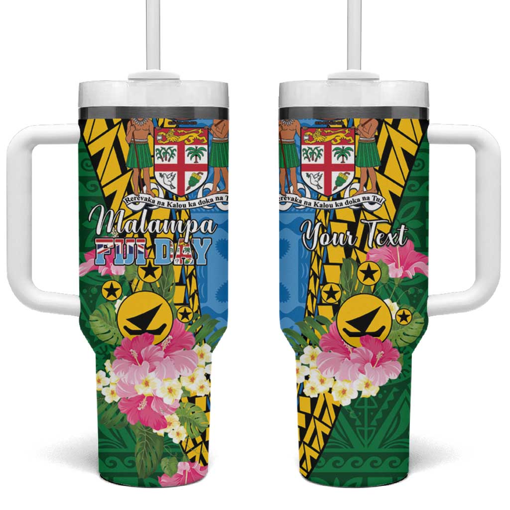 Malampa Fiji Day Tropical Tapa Custom Stanley Quencher 40oz Stainless Steel Tumbler With Handle