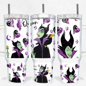Maleficent Sleeping Beauty Disney Villain Cartoon Custom Stanley Quencher 40oz Stainless Steel Tumbler With Handle