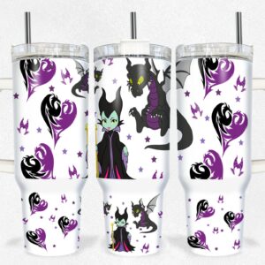 Maleficent Sleeping Beauty Disney Villain Cartoon Custom Stanley Quencher 40oz Stainless Steel Tumbler With Handle