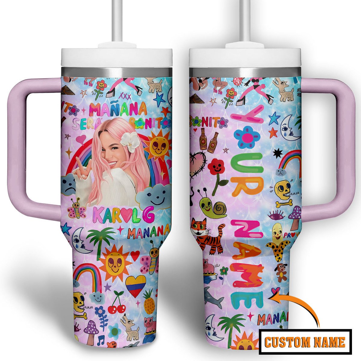 Manana Sera Bonito by Karol G Music Custom Stanley Quencher 40oz Stainless Steel Tumbler With Handle