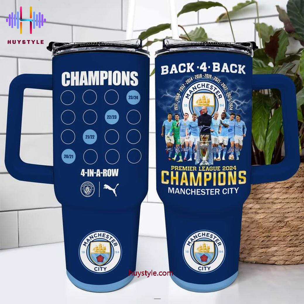 Manchester City Champions 2025 Custom Stanley Quencher 40oz Stainless Steel Tumbler With Handle
