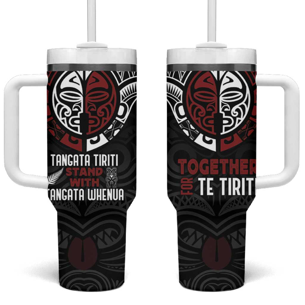 Maori Hongi Toitu Te Tiriti Tangata Tiriti Stand With Tangata Whenua Custom Stanley Quencher 40oz Stainless Steel Tumbler With Handle